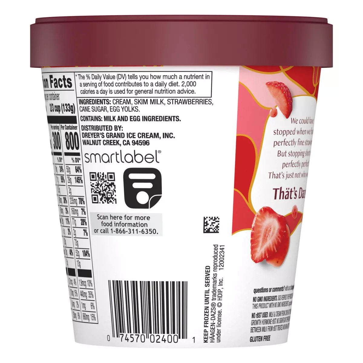 Haagen-Dazs Strawberry Ice Cream - 14oz