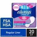 Always Thin No Feel Protection Regular Pantyliners Unscented - 20 Count