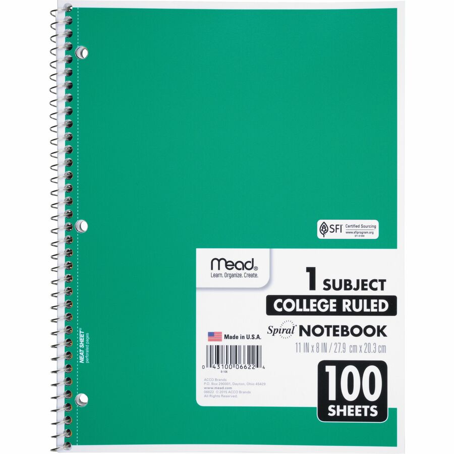 Mead 1-Subject Spiral Notebook - College Ruled
