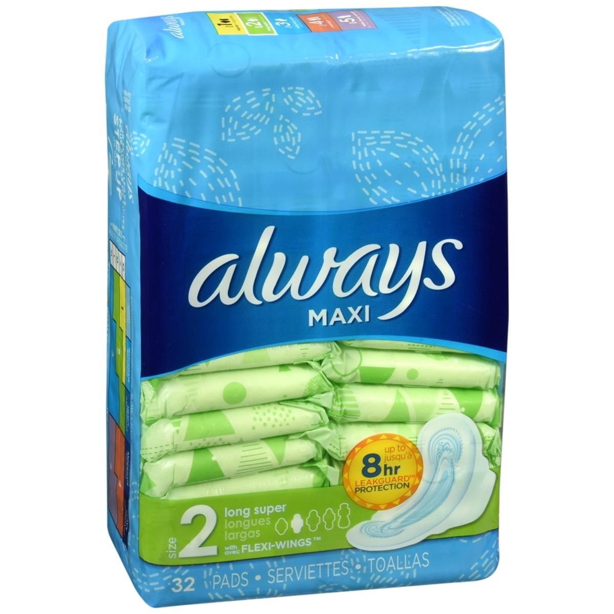 Always Maxi Pads Long Super with Flexi-Wings - 32 Count