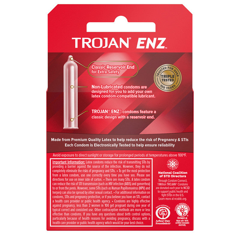 Trojan ENZ Non-Lubricated Premium Latex Condoms - 3 Count