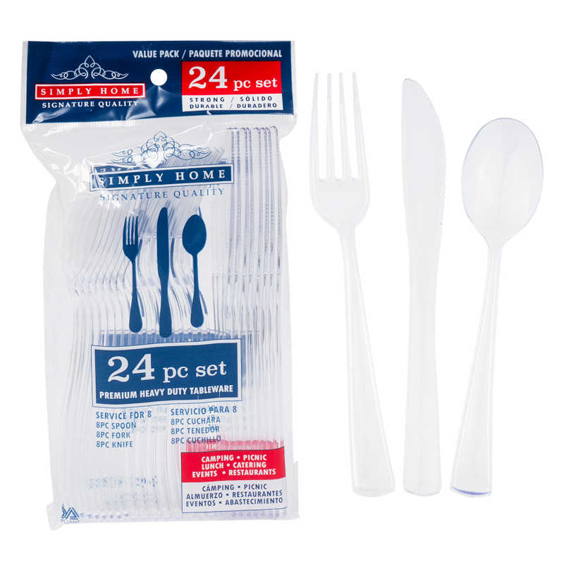 Best Yet Heavy Duty Plastic Cutlery Set - 24 Pieces