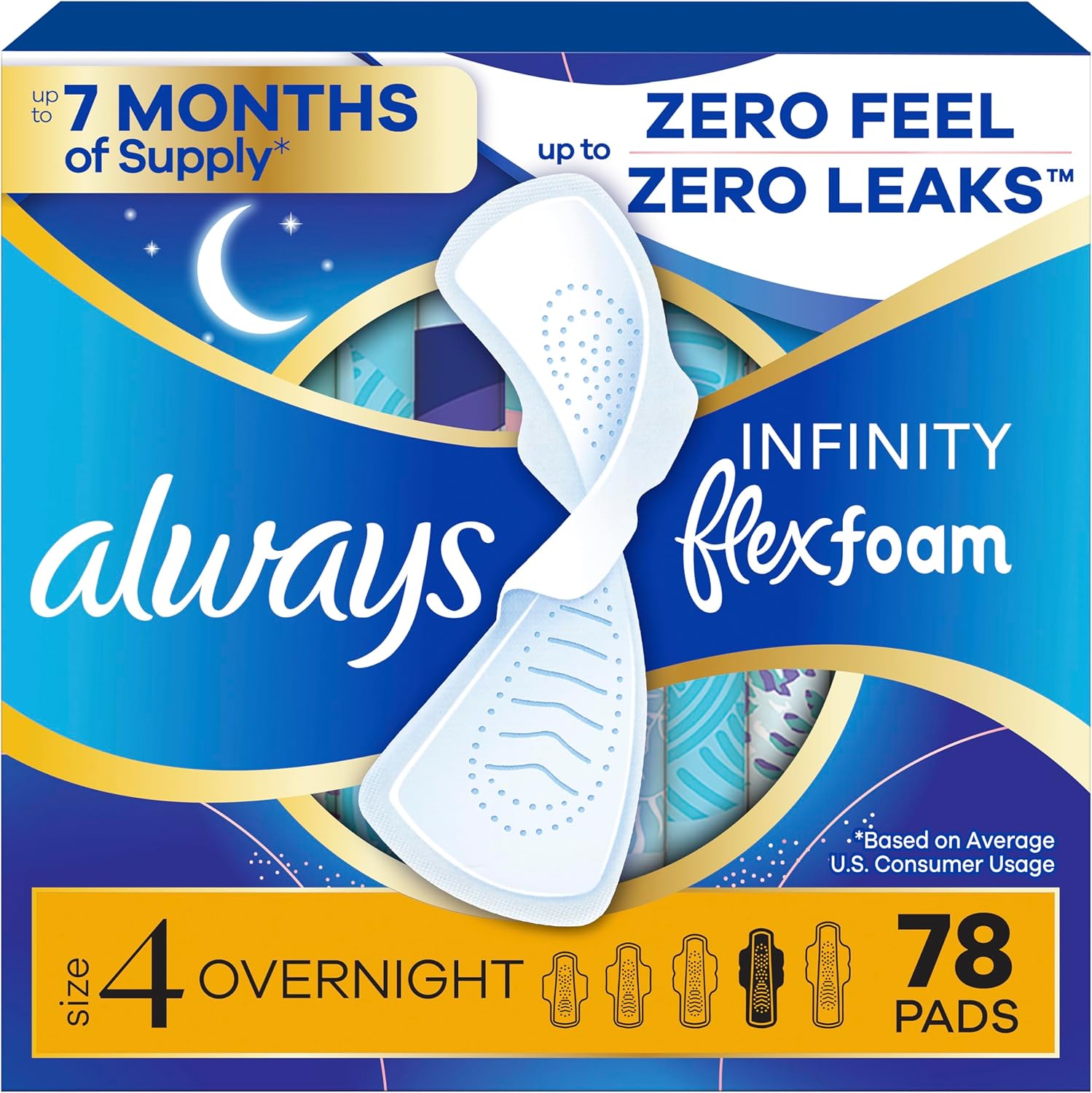 Always Maxi Size 4 Overnight Pads - 16 Count
