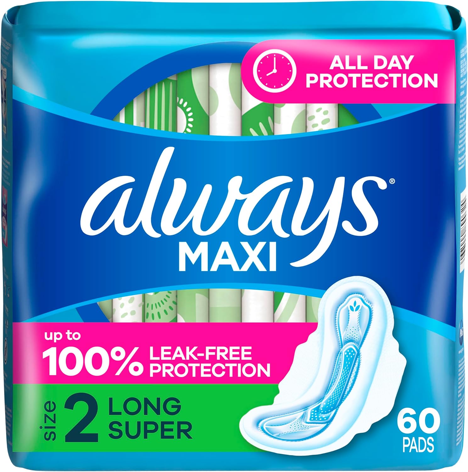 Always Maxi Pads Long Super with Flexi-Wings - 32 Count