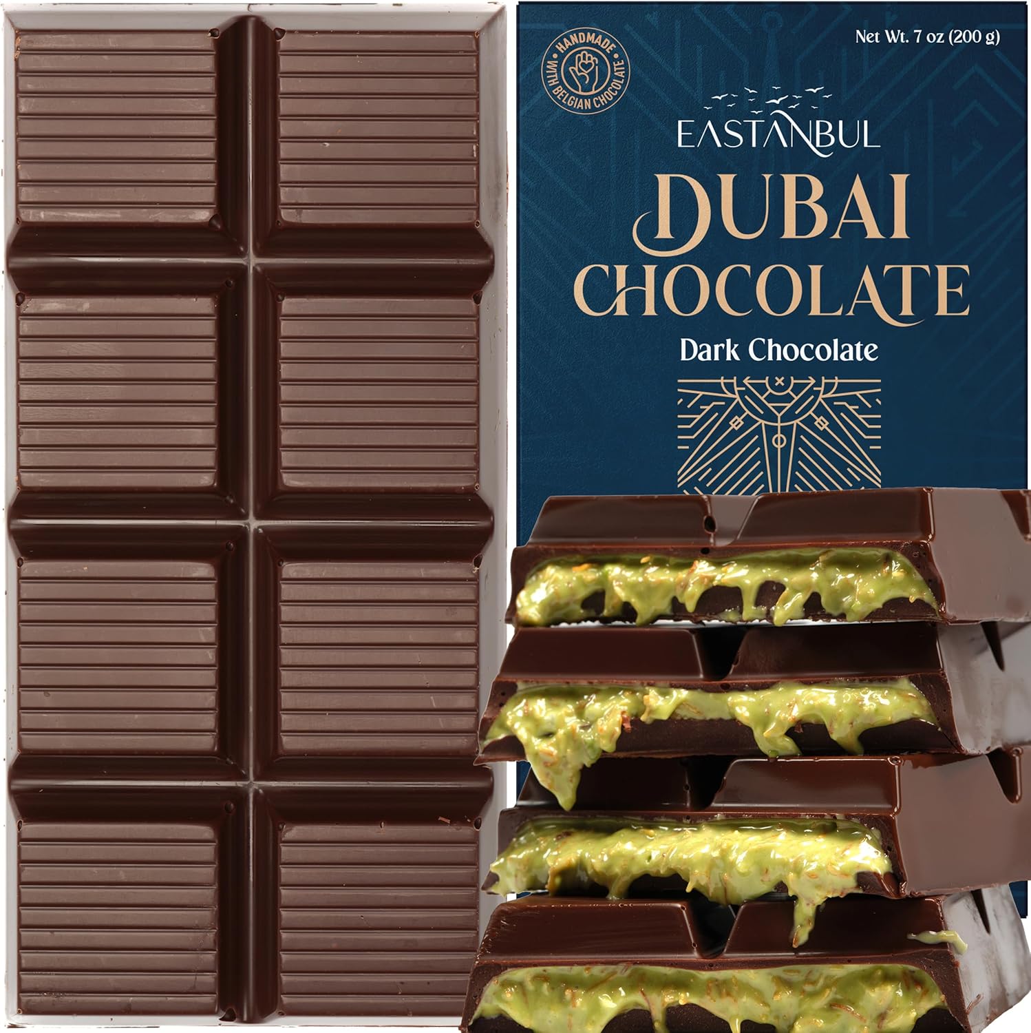 Dubai Chocolate Premium Chocolate Bar with Pistachio Kunafa - 1 Bar