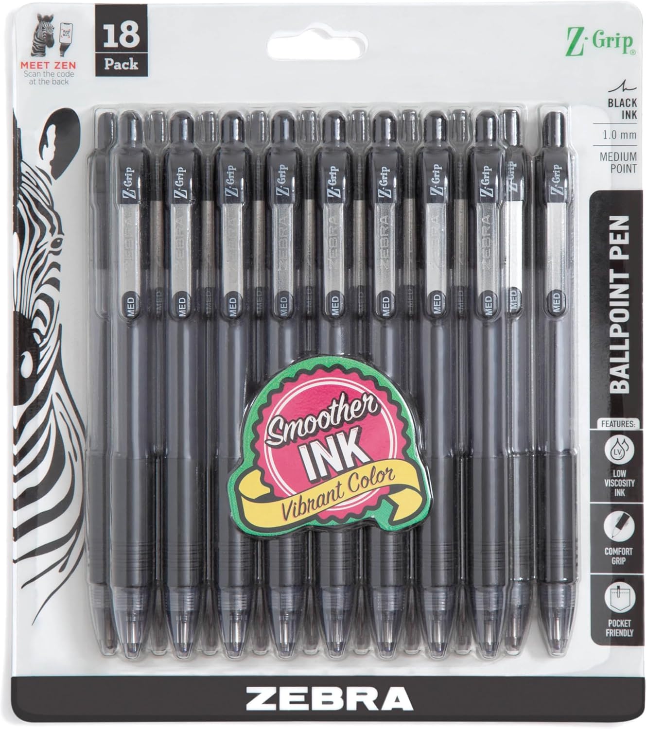 Bic Ball Point Pens Cristal, Medium, Black