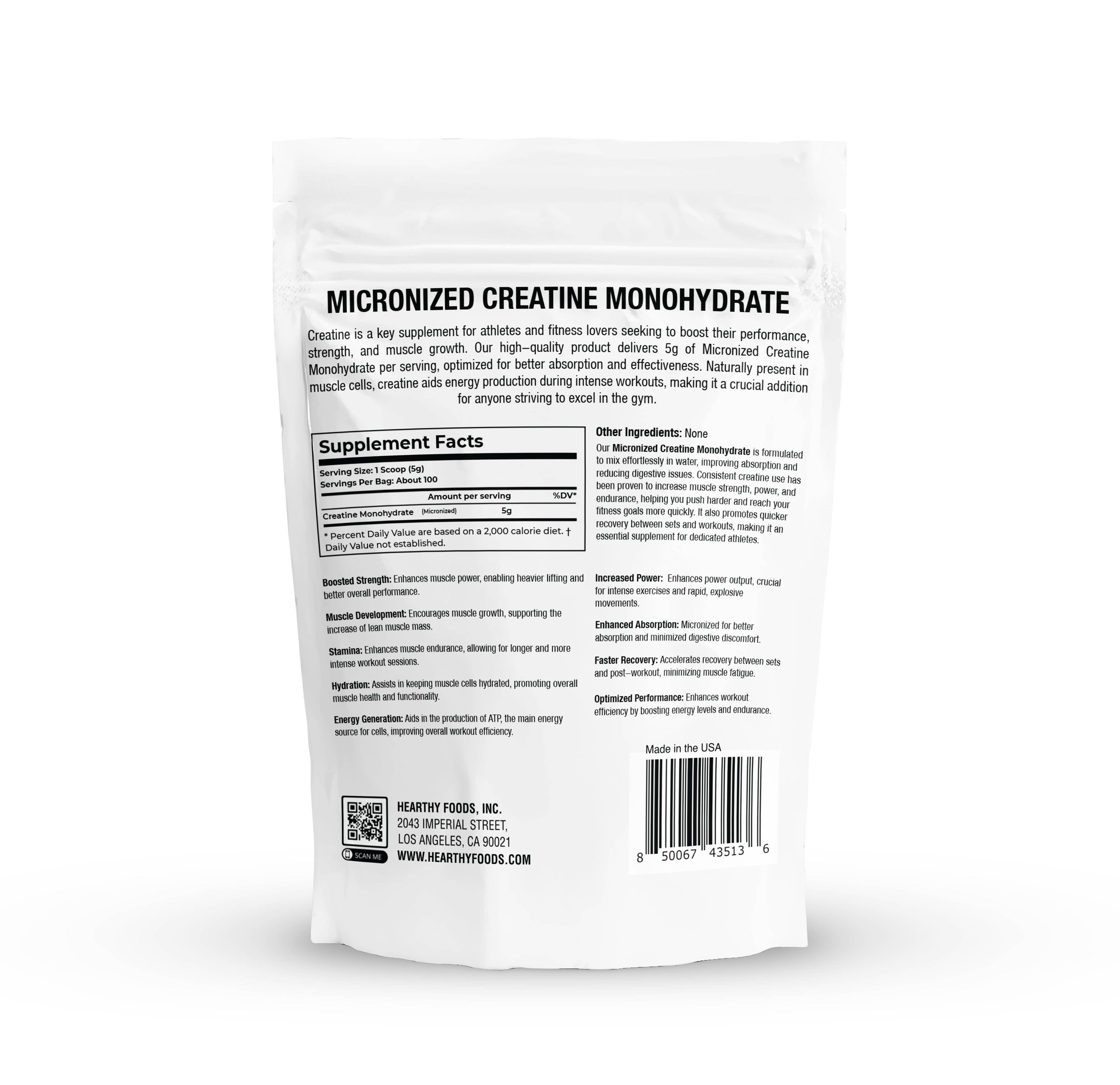 Creatine Monohydrate Powder Unflavored - 17.6 oz (500g)