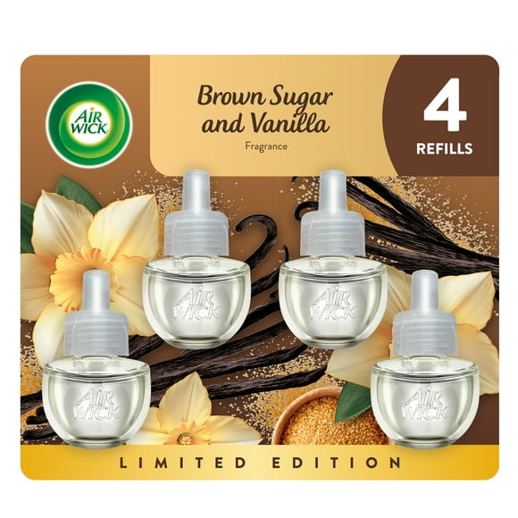 Air Wick Plug in Scented Oil Starter Kit (Warmer + 2 Refills) Brown Sugar & Vanilla