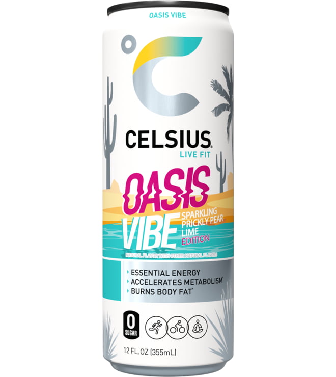 Celsius Oasis Vibe Sparking Prickly Pear Lime Edition