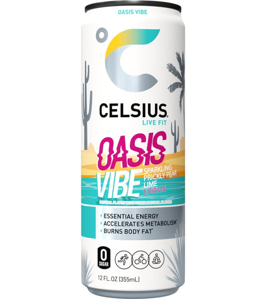 Celsius Oasis Vibe Sparking Prickly Pear Lime Edition