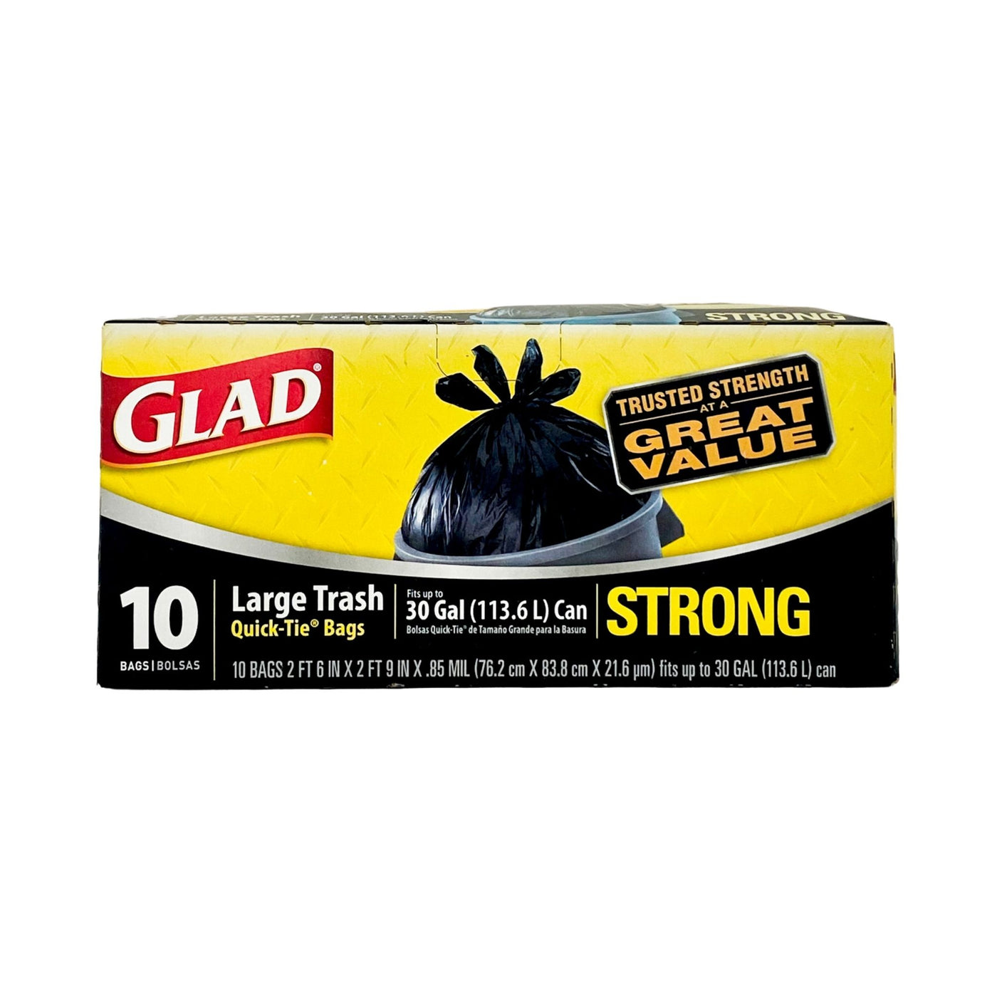 Glad Quick-Tie Large Trash Bags 30 Gallon - 10 Count