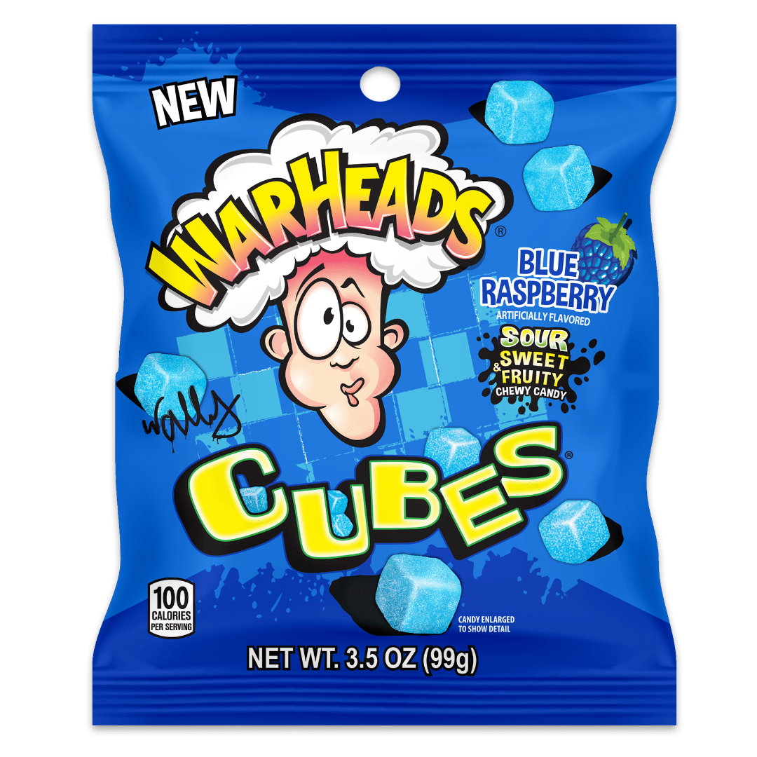 Warheads New Sour Blue Raspberry Cubes
