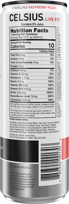 Celsius Sparkling Raspberry Peach