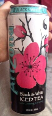 Arizona Black & White Iced Tea with Ginseng & Honey - 22 fl oz Can