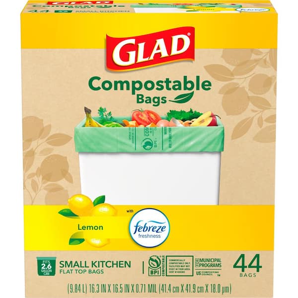 Glad Compostable Kitchen Bags - 2.6 Gallon 44 Count