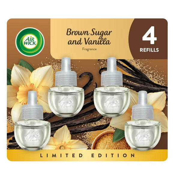 Air Wick Plug in Scented Oil Starter Kit (Warmer + 2 Refills) Brown Sugar & Vanilla