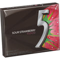5 Gum Sour Strawberry Flood Sugarfree Chewing Gum - 15 Piece Pack