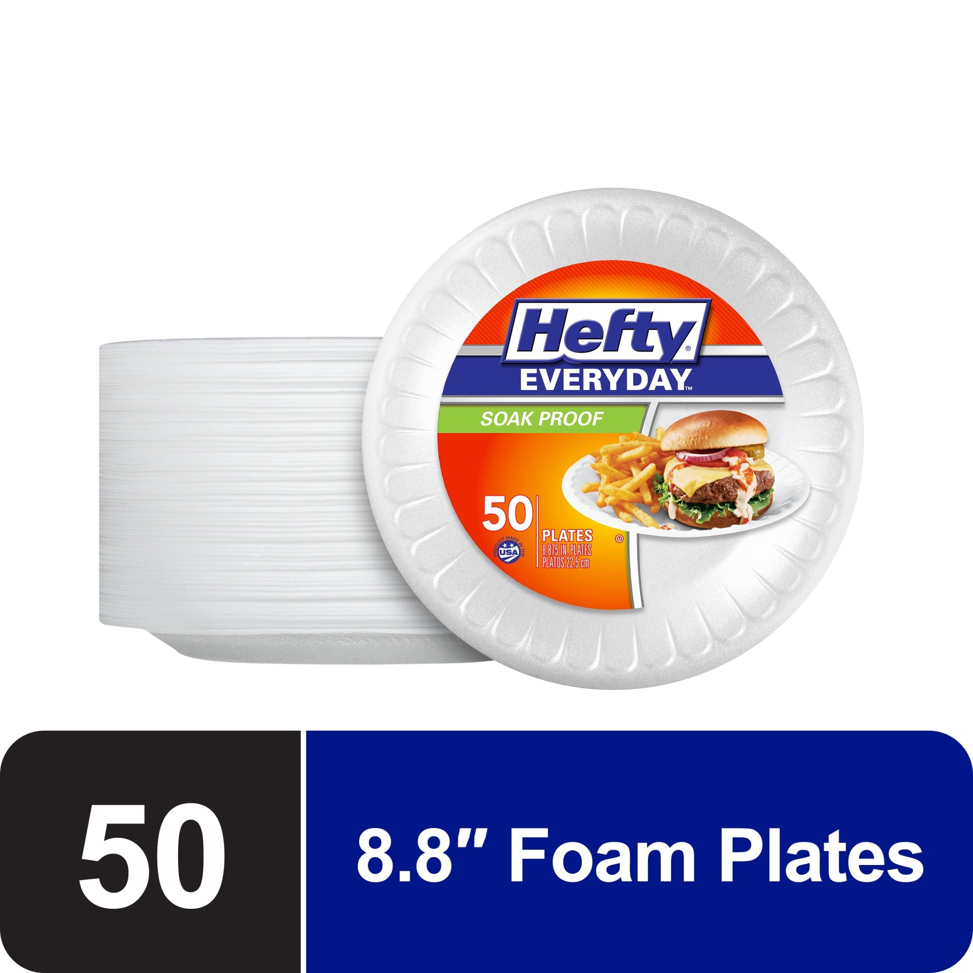 Hefty Everyday Foam Soak Proof Snack 7 IN Plates 54 Ct 45/pt 8/cs