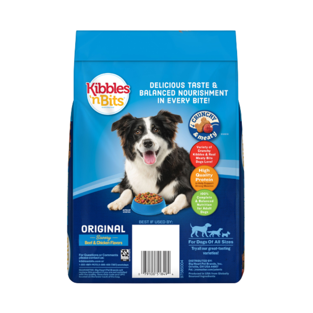 Kibbles'n Bits beef chicken flavor dog food 3.5 oz package