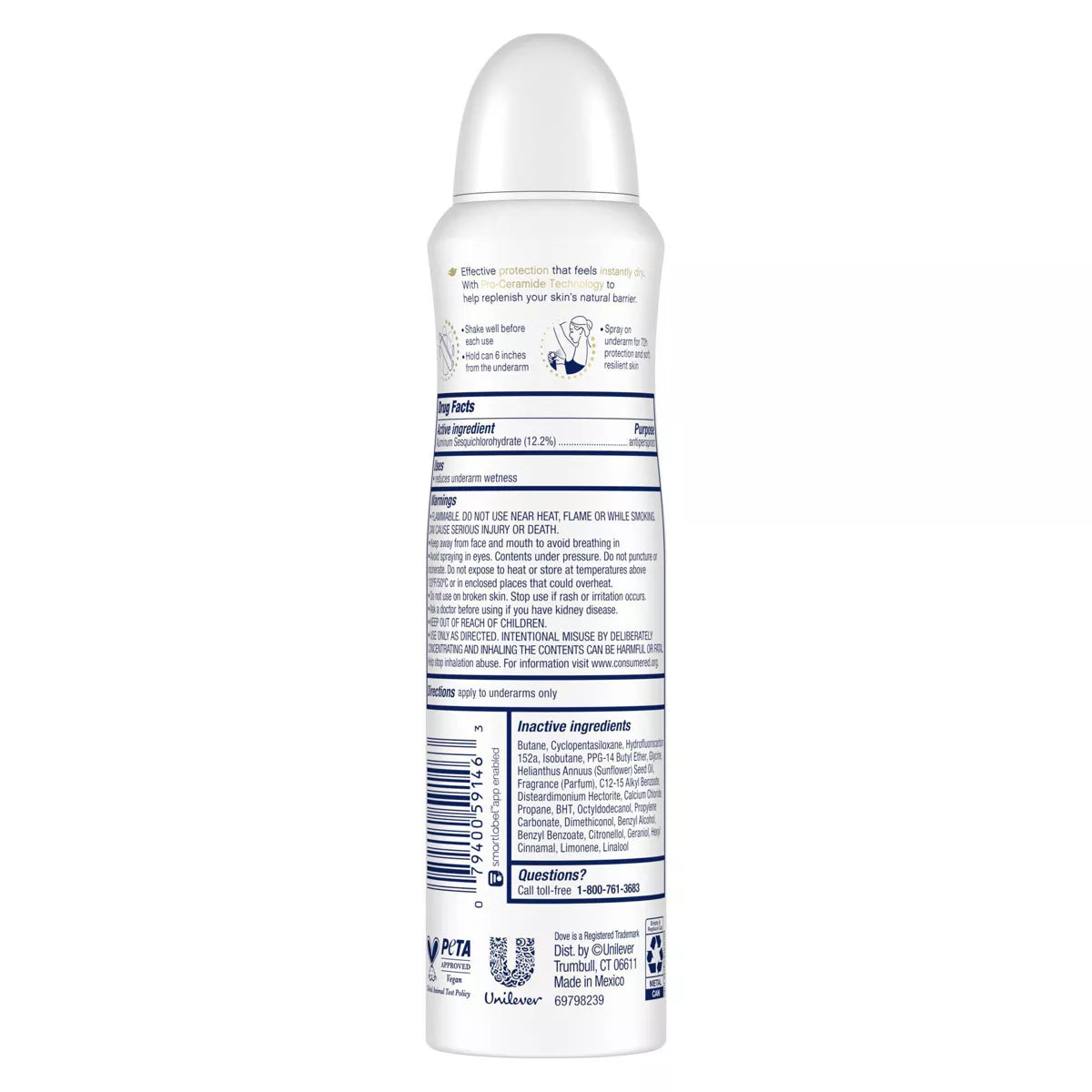 Dove Advanced Care Invisible Clear Finish 72-Hour Antiperspirant Dry Spray