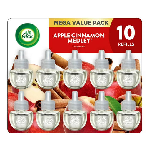 Air Wick Plug in Scented Oil Starter Kit (Warmer + 2 Refills), Apple Cinnamon Medley, Fall Scent, Essential Oils, Air Freshener